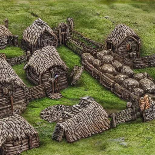 Prompt: a viking village, ultra detailed, realistic