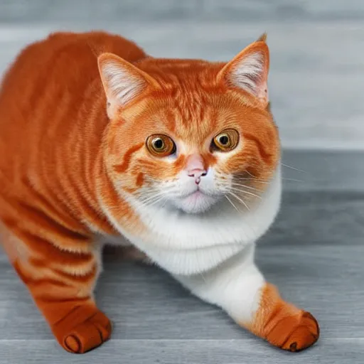 Image similar to photo of a human and orange tabby cat hybrid