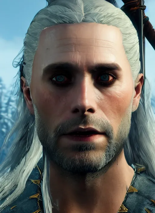 Prompt: Jared Leto in The Witcher 3, gameplay, 8k, HD