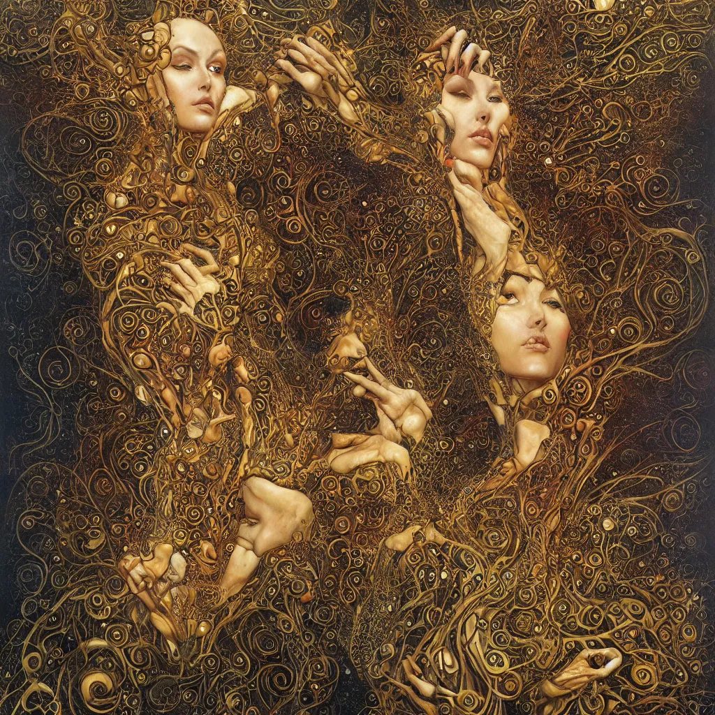 Image similar to Divine Chaos Engine by Karol Bak, Jean Deville, Gustav Klimt, and Alex Gray, sacred geometry, fractal structures