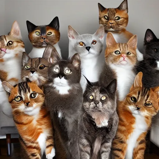 Image similar to a apartment full of cats singing hyperrealism