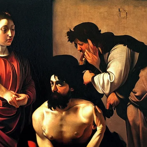 Prompt: a new Caravaggio painting