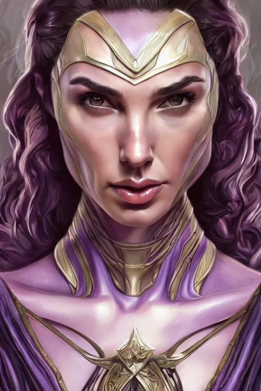 Image similar to gal gadot as a slaanesh cultist, anatomy, cute, fantasy, intricate, elegant, highly detailed, digital painting, 4 k, hdr, concept art, smooth, sharp focus, illustration, art by artgerm and h r giger and alphonse mucha