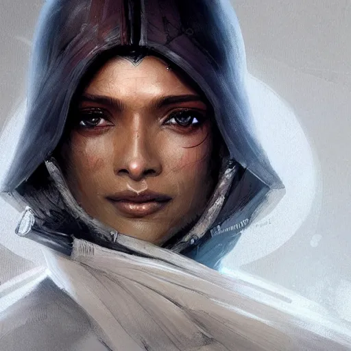 Image similar to darth alphinaud leveilleur, freida pinto, art by artgerm and greg rutkowski and magali villeneuve, portrait, highly detailed, headshot, intricate, elegant, digital painting, trending on artstation, concept art, sharp focus, illustration