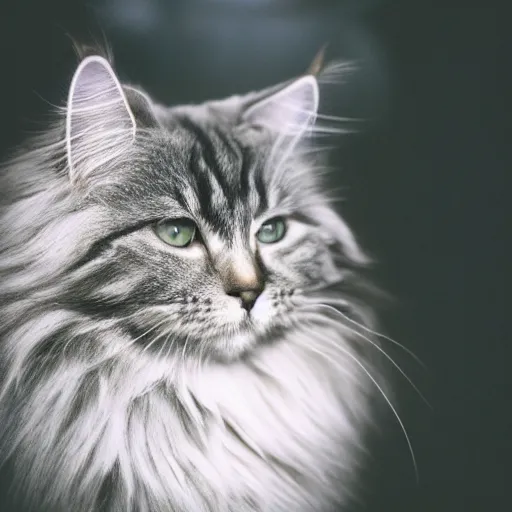 Image similar to a grey siberian cat, nikon fe 5 0 mm f / 1. 2