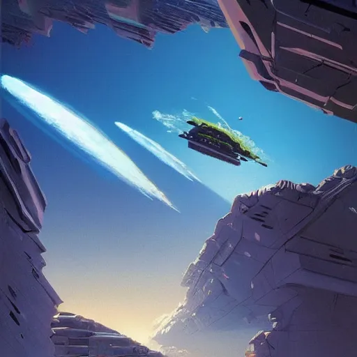 Image similar to a beautiful concept of the surface of an o'neill cylinder by Chris Foss,raphael lacoste, andreas rocha, john harris, dramatic perspective, artstation,