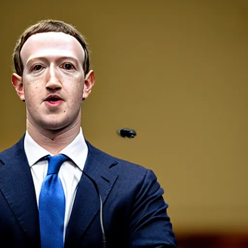 Prompt: mark zuckerberg as the president of the united states, standing at a podium, looking confident, professional portrait photo