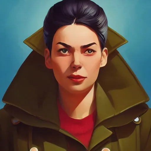 Image similar to face icon stylized minimalist young communist revolutionary leader nadezhda konstantinovna krupskaya, loftis, cory behance hd by jesper ejsing, by rhads, makoto shinkai and lois van baarle, ilya kuvshinov, rossdraws global illumination