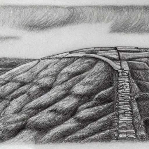 Image similar to pencil illustration of hadrian's wall