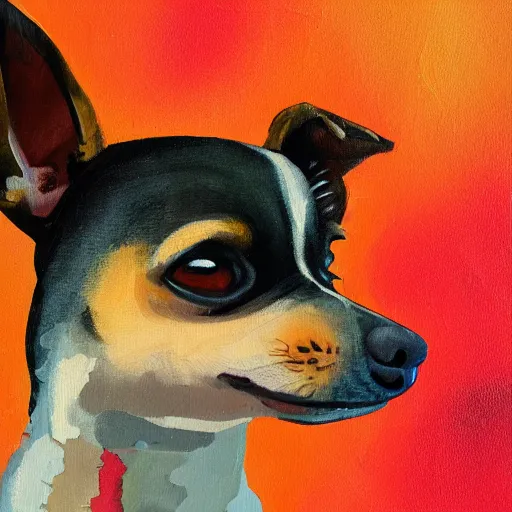 Image similar to abstract painting of a Chihuahua and taco bell