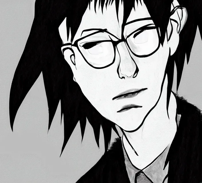 Image similar to a digital drawing of young neil cicierega in a emo / scene style, trending on pixiv,