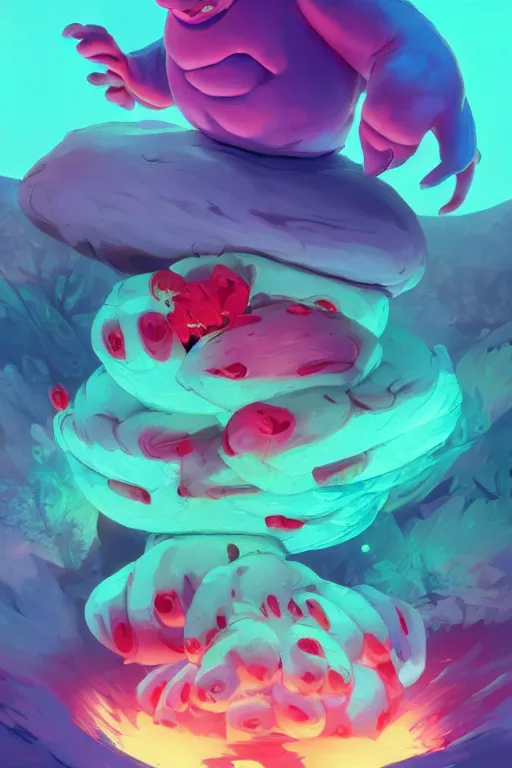 Image similar to smurf ghost creature animal sushi cristal very big eye roots cactus elemental flush of force nature micro world fluo fishscale, behance hd by jesper ejsing, by rhads, makoto shinkai and lois van baarle, ilya kuvshinov, rossdraws radiating a glowing aura global illumination ray tracing hdr