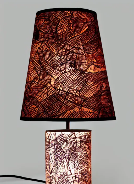 Prompt: A large lamp with fabric lampshade designed by Petros Afshar