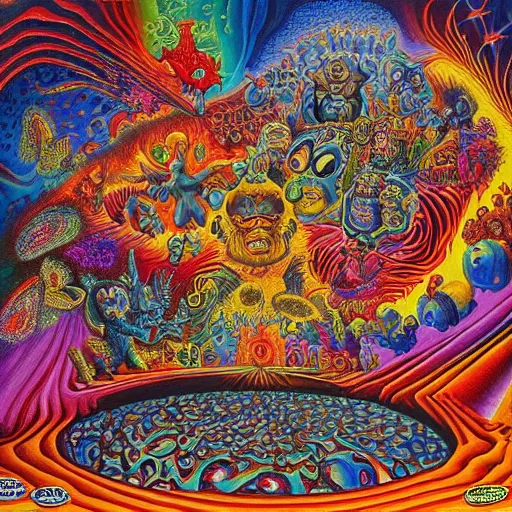 Prompt: psychedelic painting by Todd Schorr, Jack Kirby, Rembrandt