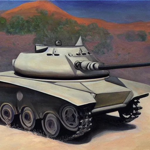 Image similar to a beautiful complex painting of a car shape as a tank