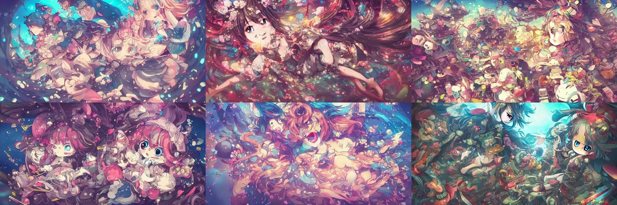 Prompt: extreme kawaii, epic digital art illustration, wide angle, masterpiece, outstanding detail, illustration, colorgrading, LUTs, | 28mm |, great composition