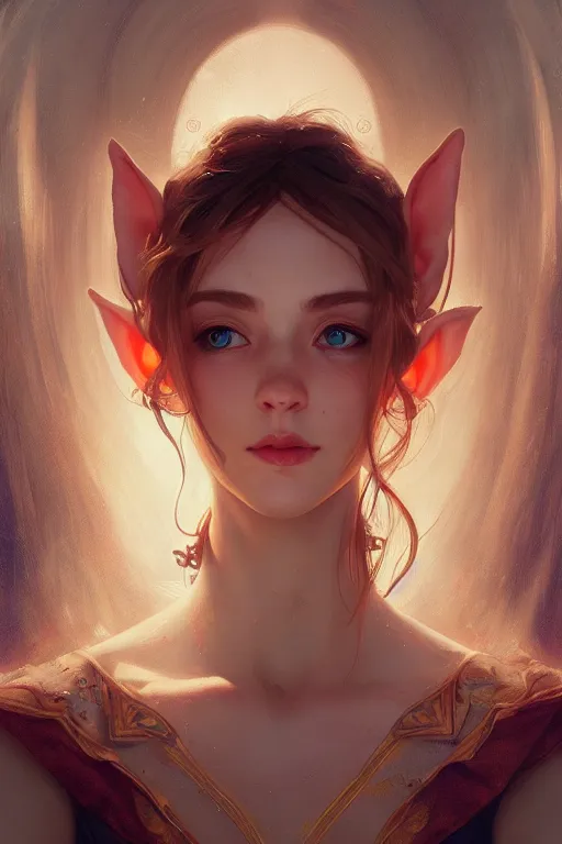 Image similar to beautiful, beautiful elf, final fantsy, digital painting, portrait , cinematic lighting, highly detailed, artstation, concept art, illustration, smooth, sharp focus, editor's pickup, trending on artstation, trending on deviantart, alphonse mucha, WLOP