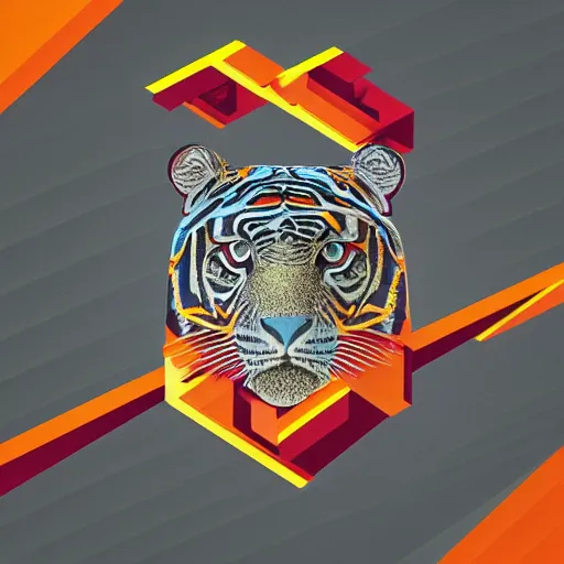 Image similar to cool 3 d isometric aztec tiger, 8 k octane render