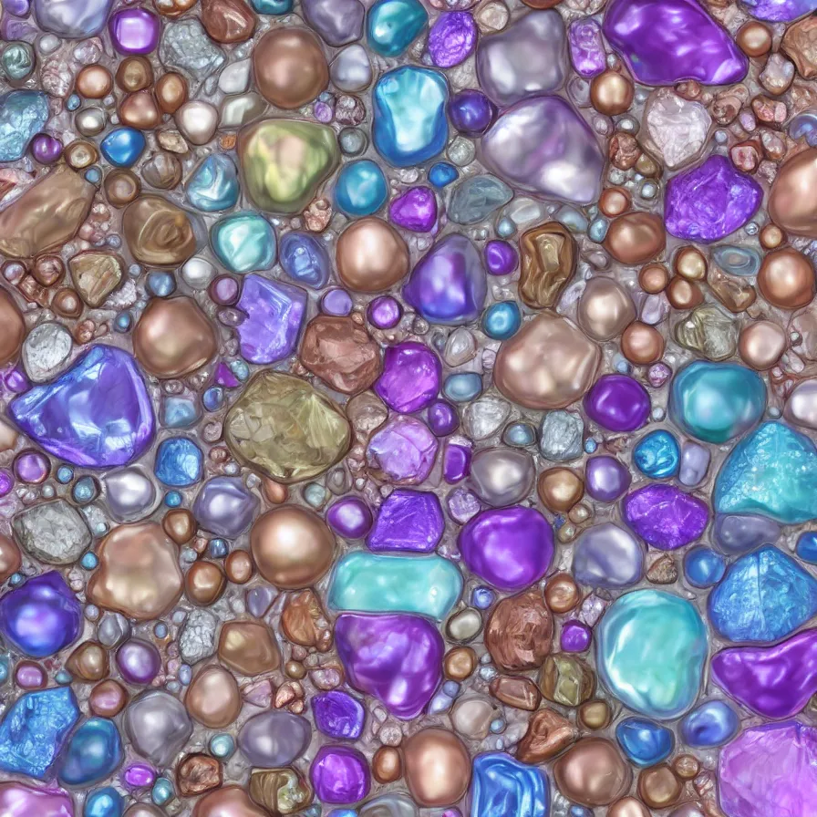 Prompt: lot of beautiful gems in every possible color, type, size, and shape. ornated with shiny thin silver and copper wires. abstract composition made of crystals, pearls and bismuth. hyperrealistic render. smooth silky pastel color palette. transparent colorful surfaces. gigapixel render. polished. discodiffusion render by machine. delusions. 8 k 3 d shaded.