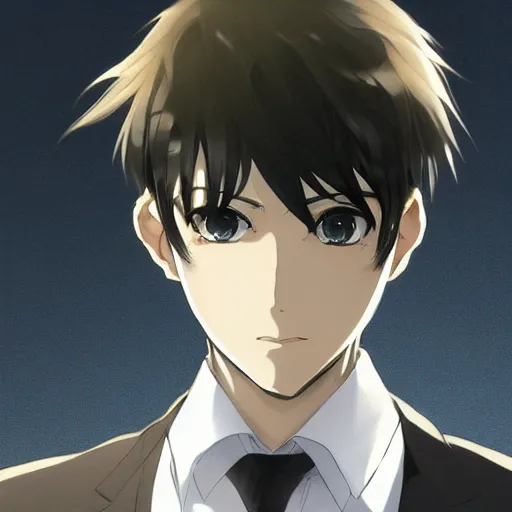 Prompt: full body portrait character concept art, anime key visual of decadent young anime male in black suit, green long hair and brown eyes, finely detailed perfect face studio lighting delicate features directed gaze, gapmoe kuudere grimdark, trending on pixiv fanbox, painted by greg rutkowski makoto shinkai takashi takeuchi studio ghibli