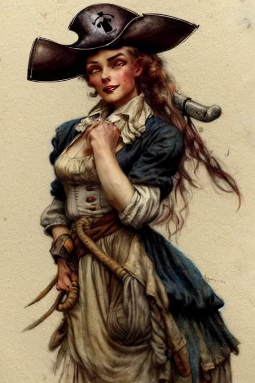 Image similar to (((((1950s pirate wench . muted colors.))))) by Jean-Baptiste Monge !!!!!!!!!!!!!!!!!!!!!!!!!!!