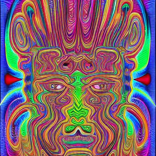 Image similar to a mule in the style of alex grey, highly detailed, psychedelic, colorful, 8 k