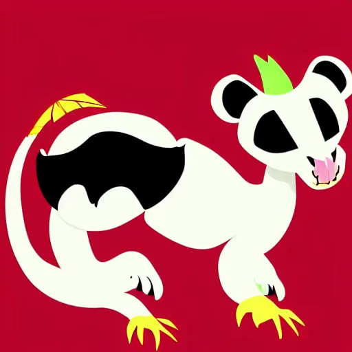 Image similar to vector art of welsh dragon and panda mixed, intercrossed, chimera, adobe illustrator