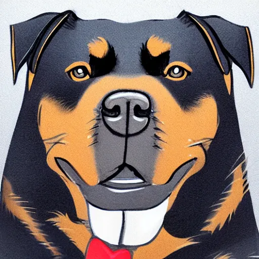 Image similar to crying Rottweiler caricature