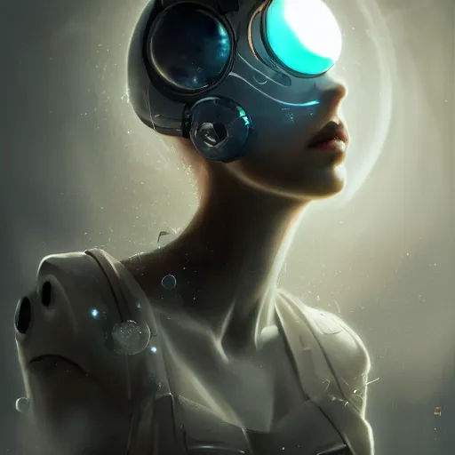 Image similar to portrait of GLaDOS , amazing splashscreen artwork, splash art, GLaDOS head slightly tilted, natural light, elegant, intricate, fantasy, atmospheric lighting, cinematic, matte painting, GLaDOS