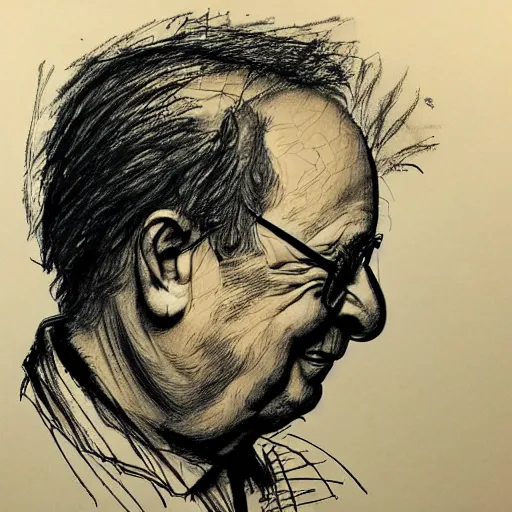 Prompt: a realistic yet scraggly portrait sketch of the side profile of a stern and sophisticated danny devito, trending on artstation, intricate details, in the style of frank auerbach, in the style of sergio aragones, in the style of martin ansin, in the style of david aja, in the style of mattias adolfsson