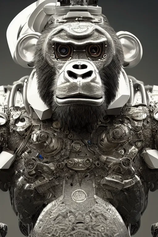 Prompt: robot ape, ultra realistic, concept art, intricate details, highly detailed, photorealistic, octane render, 8 k