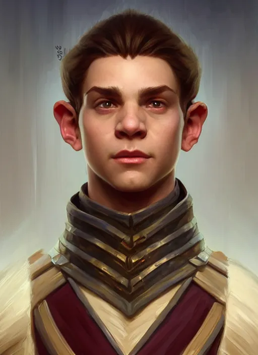 Prompt: symmetry!! oil painting digital art dungeons & dragons facial portrait of a halfling male cleric, with a ponytail, elegant, highly detailed, digital painting, artstation, concept art, sharp focus, illustration, art by artgerm and greg rutkowski and alphonse mucha