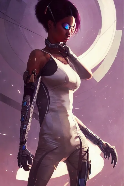 Image similar to cyberpunk Normani as aeon flux profile picture by Greg Rutkowski, dynamic pose, intricate, futuristic, fantasy, elegant, by Stanley Artgerm Lau, greg rutkowski, thomas kindkade, alphonse mucha, loish, norman Rockwell,