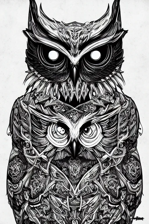 Prompt: evil owl monster, symmetrical, highly detailed, digital art, sharp focus, trending on art station