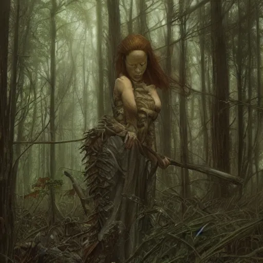 Image similar to ghost in the woods, digital painting, artstation, concept art, by donato giancola, Sean Yoro, Greg Rutkowski, trending on Artstation, Joseph Christian Leyendecker, WLOP, Boris Vallejo, dark, moody, foggy