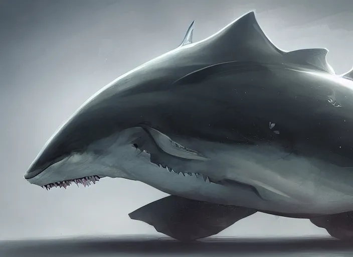 Image similar to beautiful concept design of a car that looks almost like a fish, a shark or a whale. car design by cory loftis, fenghua zhong, ryohei hase, ismail inceoglu, ruan jia, henrik fisker, bruce kaiser, scott robertson, dmitry mazurkevich, doruk erdem, and jon sibal. volumetric light