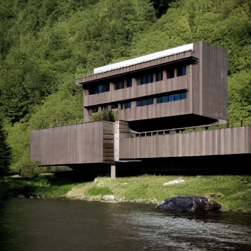 Image similar to a house by the river designed by peter zumthor