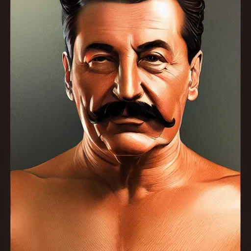 Prompt: detailed portrait of iosif stalin in a underwear, hyperrelostic, 8 k tranding artstation, digital concept, diselpank art, sharp focus, caricature illustration, art by artgerm and greg rutkowskii