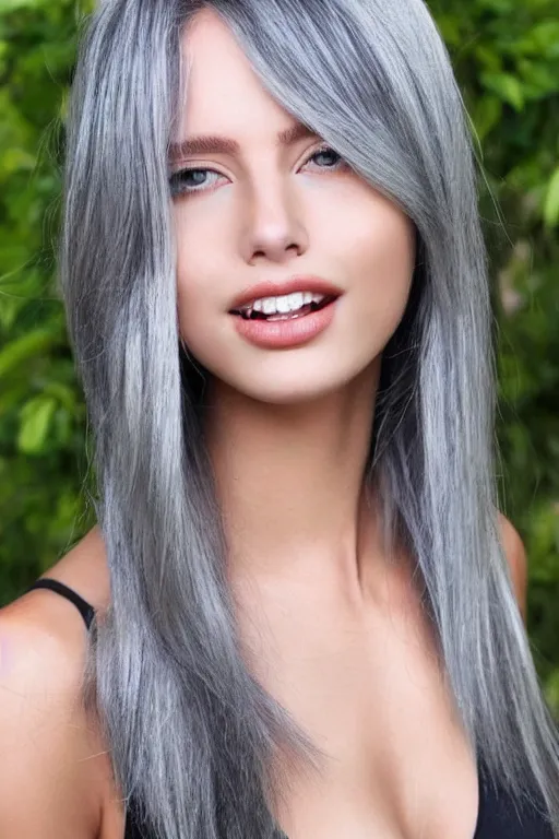 Image similar to beautiful woman : : silver : :,, single head, no double head,