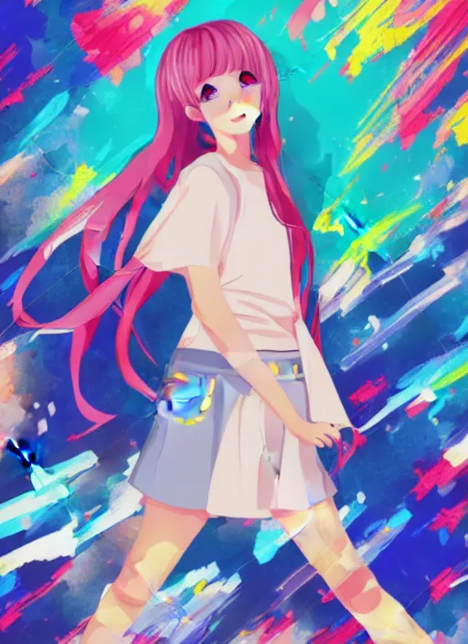 Prompt: a girl wearing thrifty clothing, very anime, trending artwork, 4 k, dynamic, anime painter studio, glitz pro