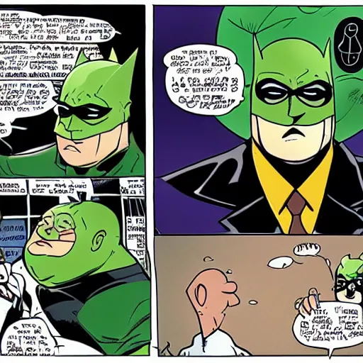 Image similar to obese batman and riddler