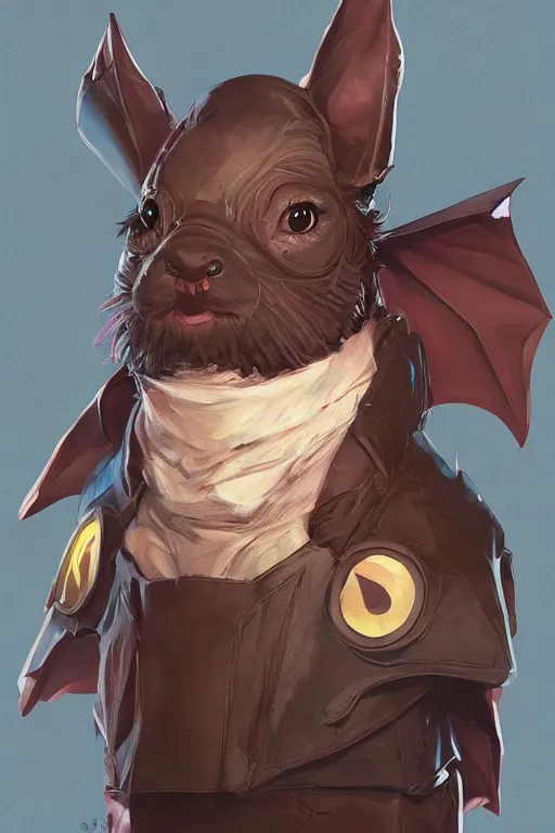 Prompt: portrait of the wrinkled bat guineapig smiter wearing delta rune by artgerm and Craig Mullins, James Jean, Andrey Ryabovichev, Mark Simonetti and Peter Morbacher 16k