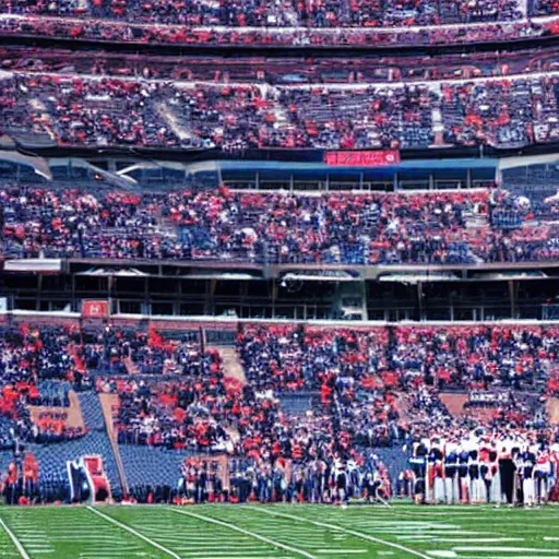 Prompt: The coach Belichick mothership attacking a football stadium