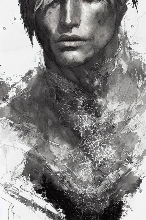 Prompt: portrait of dante from dmc, pen and ink, intricate line drawings, by craig mullins, ruan jia, kentaro miura, greg rutkowski