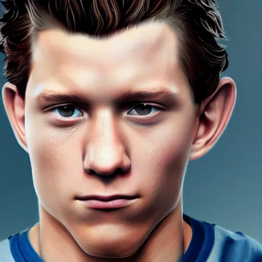 Image similar to tom holland close up face, photorealistic