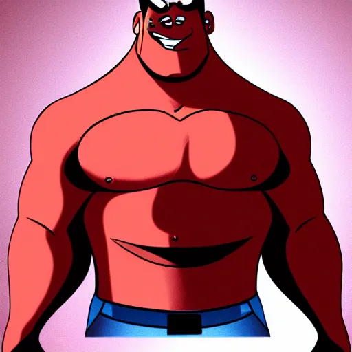 Image similar to angry muscular man in disney animation style