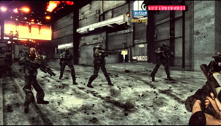 Prompt: 1988 Video Game Screenshot, Anime Neo-tokyo Cyborg bank robbers vs police, Set inside of the Bank, Open Vault, Multiplayer set-piece, Tactical Squads :9, Police officers under heavy fire, Police Calling for back up, Bullet Holes and Realistic Blood Splatter, :6 Gas Grenades, Riot Shields, Large Caliber Sniper Fire, Chaos, Metal Gear Solid Anime Cyberpunk, Akira Anime Cyberpunk, Anime Bullet VFX, Anime Machine Gun Fire, Violent Action, Sakuga Gunplay, Shootout, :7 Inspired by Escape From Tarkov + Intruder + The Specialist + Akira :12 by Katsuhiro Otomo: 19, 🕹️ 😎 🔫 🤖 🚬 🦾