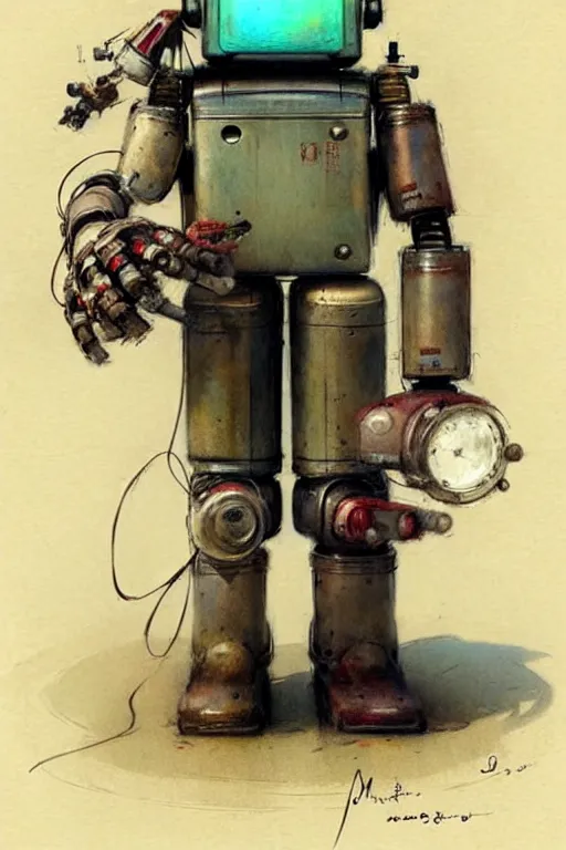 Image similar to (((((1950s robot cowboy. muted colors.))))) by Jean-Baptiste Monge !!!!!!!!!!!!!!!!!!!!!!!!!!!