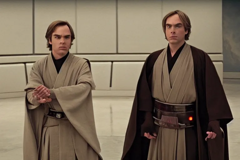 Image similar to a jedi master anakin skywalker is defended in star wars senate by saul goodman also known as jimmy mcgill, star wars revenge of the sith, better call saul, 1 0 8 0 p, court session images