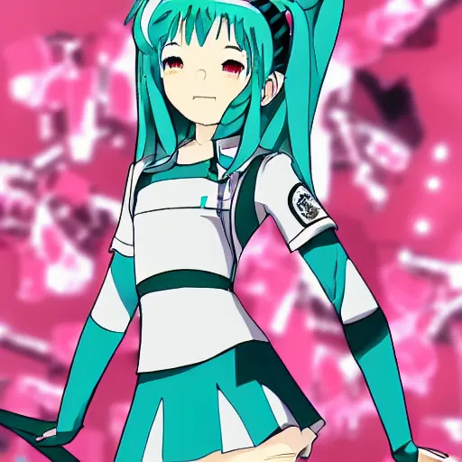 Image similar to Jesus cosplaying hatsune miku in the style of Shinji Aramaki, anime, scene, character